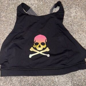 Black Lululemon Sports bra with Skull Design